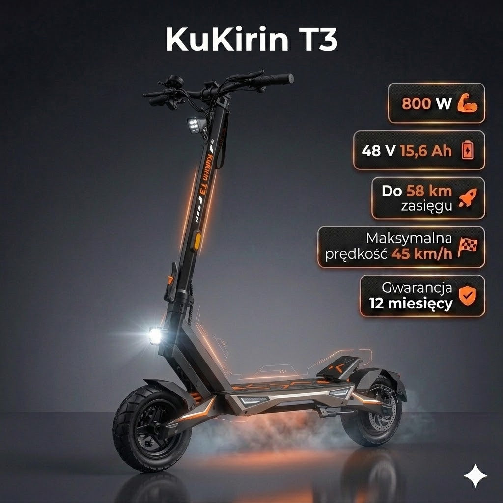 Hulajnoga elektryczna KuKirin T3 (800W, 15.6 AH, 48V) 2025 NOWOŚĆ
