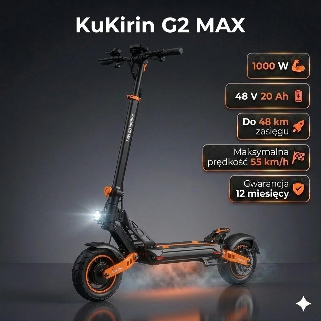 Hulajnoga elektryczna KuKirin G2 MAX 2026 (1000W, 20 Ah, 48V)