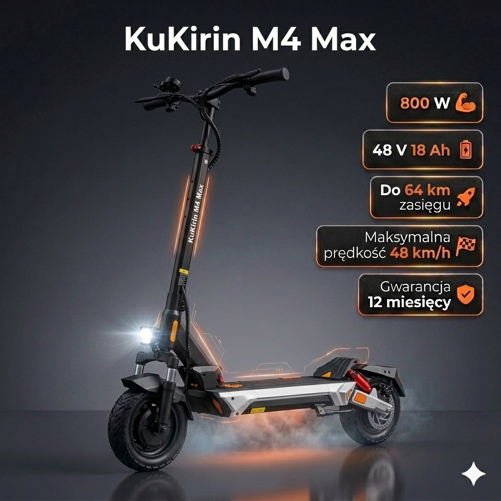 Hulajnoga elektryczna KuKirin M4 Max (800W, 18 AH, 48 V) 2025 NOWOŚĆ