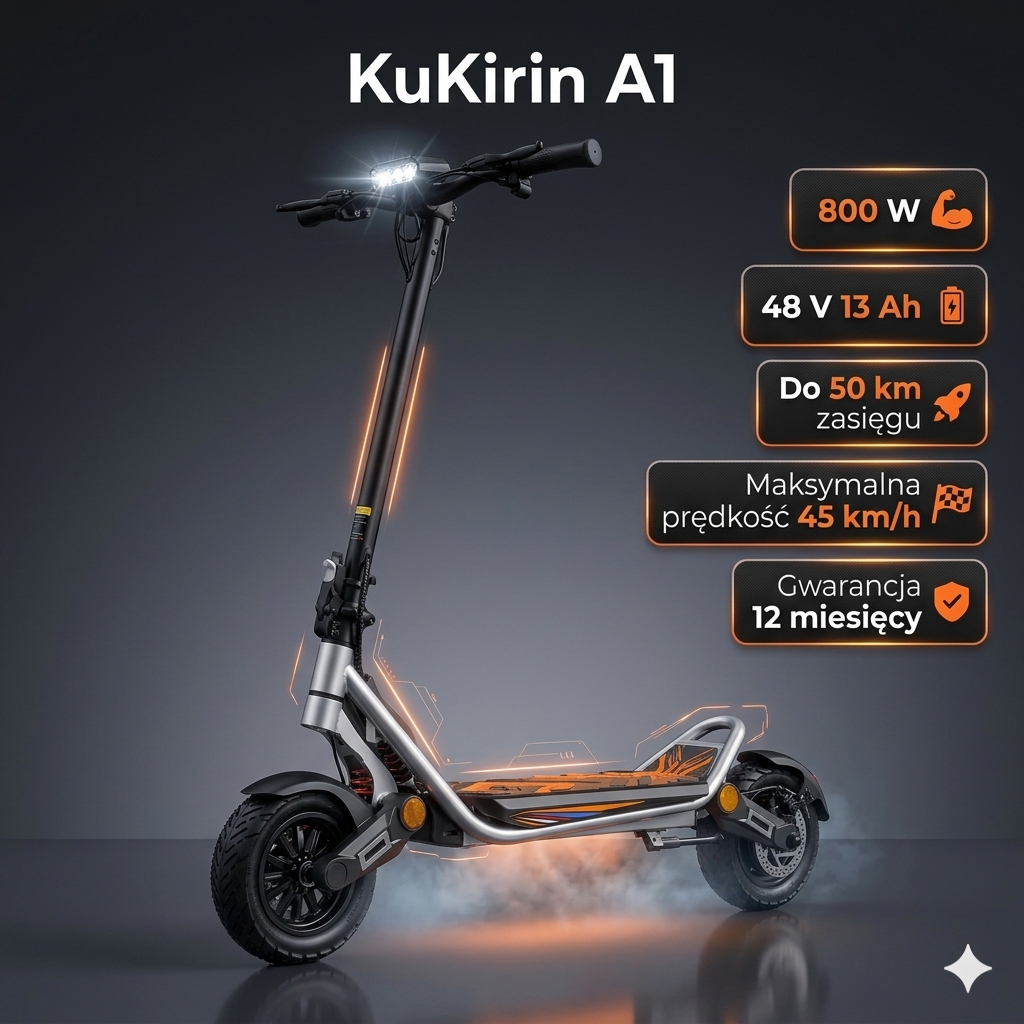 Hulajnoga elektryczna Kugoo Kirin A1 (800W, 13 AH, 48 V) 2025 NOWOŚĆ